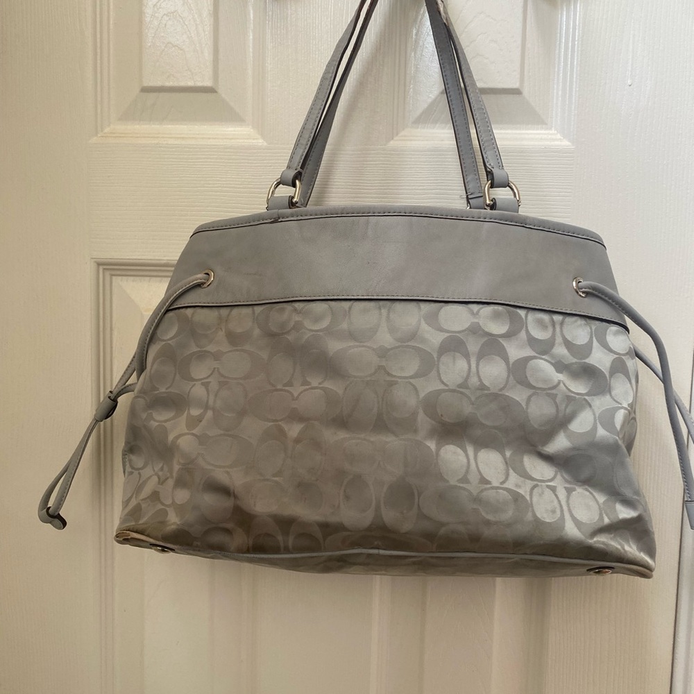 COACH Signature Nylon and Leather Satchel 32702